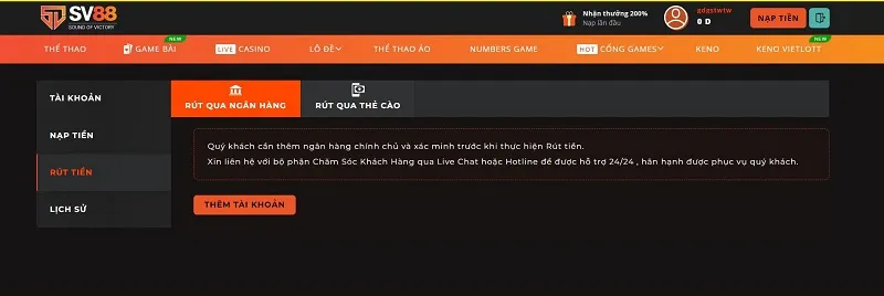 rút tiền sv88